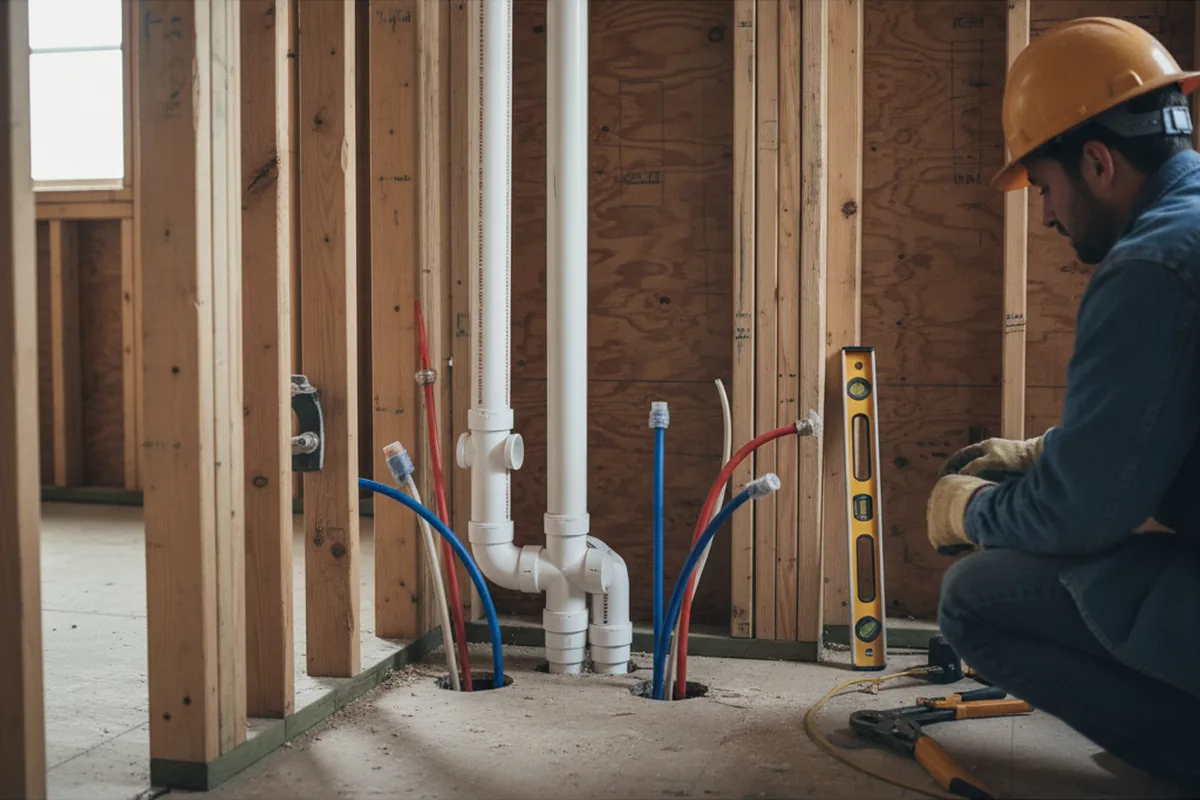 Drain and supply rough-in during Leak Detection in Selma